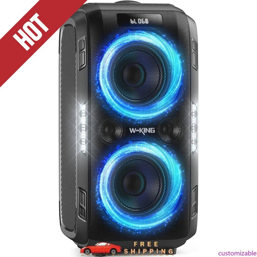 Customizable W-KING 270W PEAK Party Large Bluetooth Speaker Loudest Boom Box/12 Custom Bass/Massive 125dB 6.5''x2 Subwoofer Deep