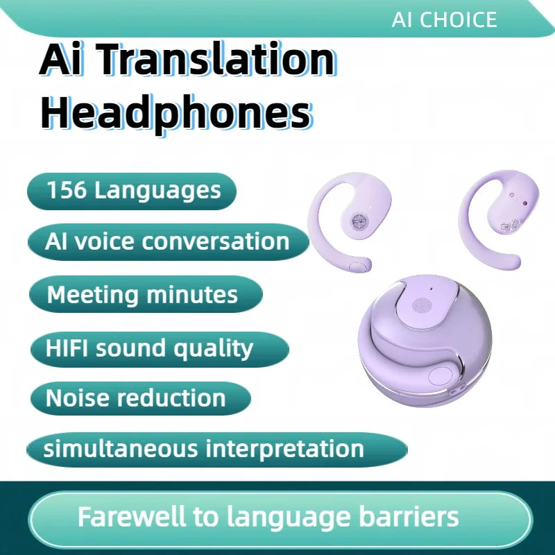 TWS Bluetooth AI Translation Earbuds Real Time Headphones Bluetooth 5.4 156 Languages for Travel Business Learning For iphone
