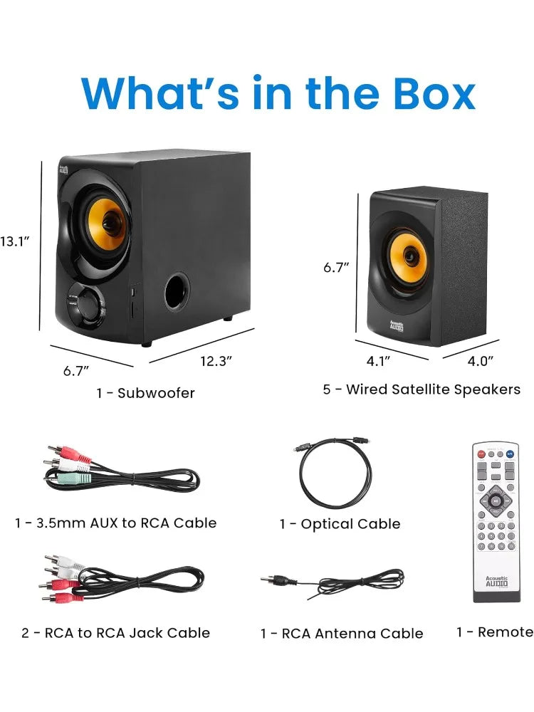 Audio AA5170 Home Theater 5.1 Bluetooth Speaker System 700W with Powered Sub