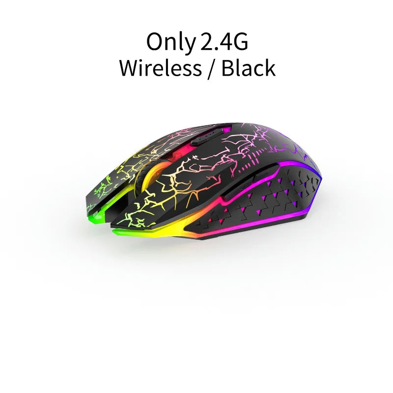 2.4G Bluetooth Wireless Mouse Rechargeable 7 Colors RGB LED Backlit Gaming Mouse Ergonomic Mice for Gamer Computer Laptop iPad