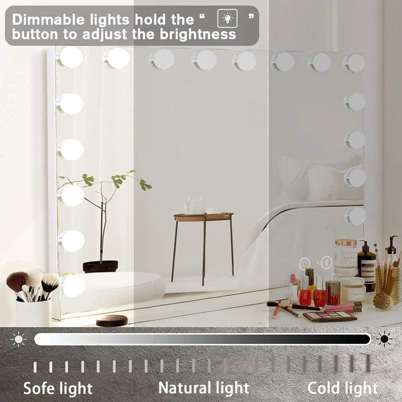 (UUX) Vanity Lights and Bluetooth Extra Large Hollywood Makeup 18 pcs LED Bulbs Lighted Mirror with U UQ