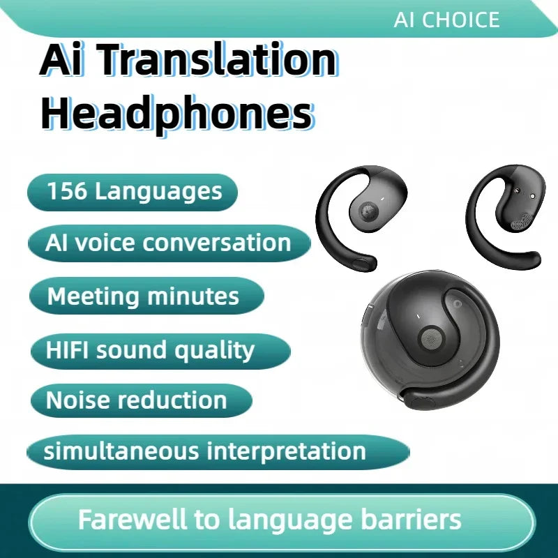 TWS Bluetooth AI Translation Earbuds Real Time Headphones Bluetooth 5.4 156 Languages for Travel Business Learning For iphone