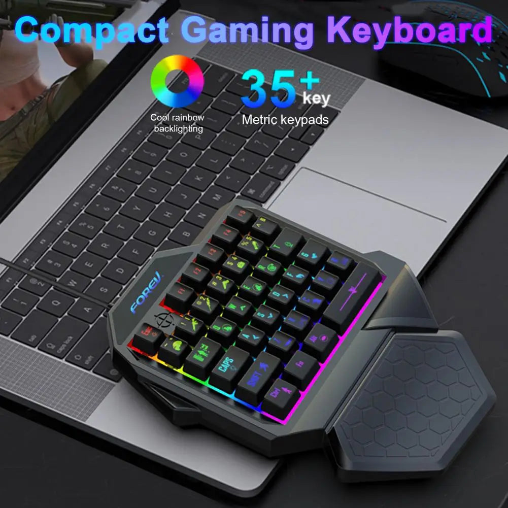 35-Key RGB Wired Mini One-handed Mechanical Gaming Keyboard Switch 35Key Gamer Tapping Game Controller for Computer PC Laptop