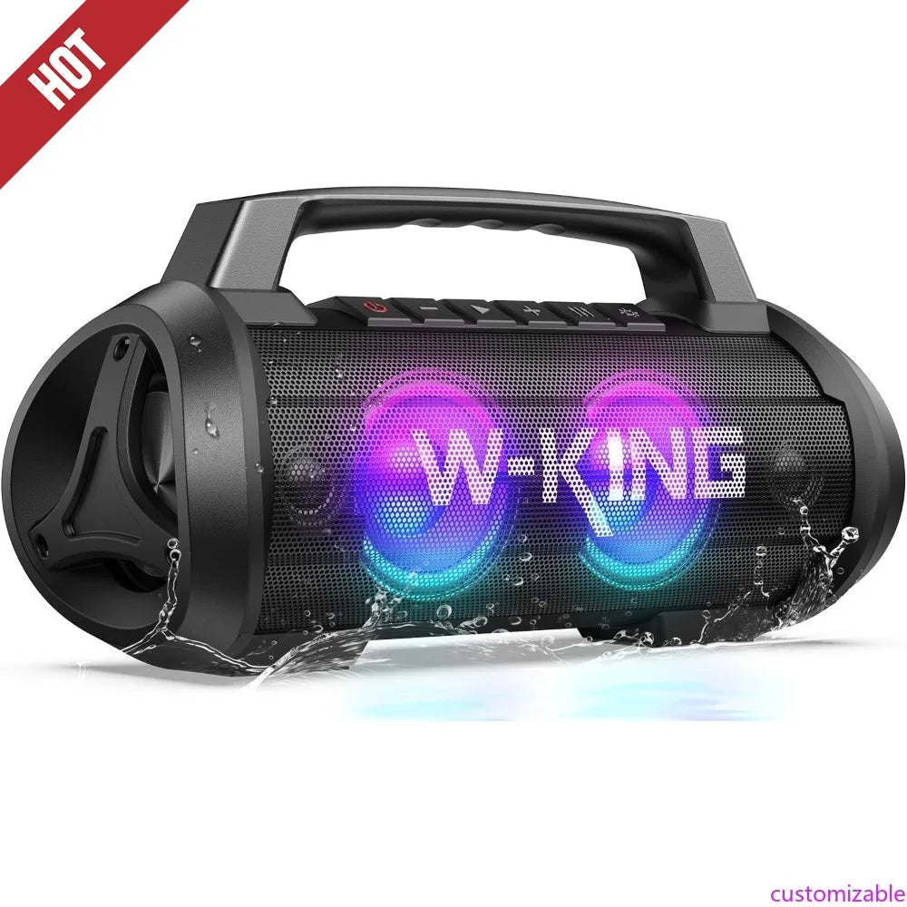 Customizable-W-KING Portable Speakers Bluetooth Wireless, 120W Max Loudest Bluetooth Speaker, IPX6 Waterproof Outdoor Speaker Wi