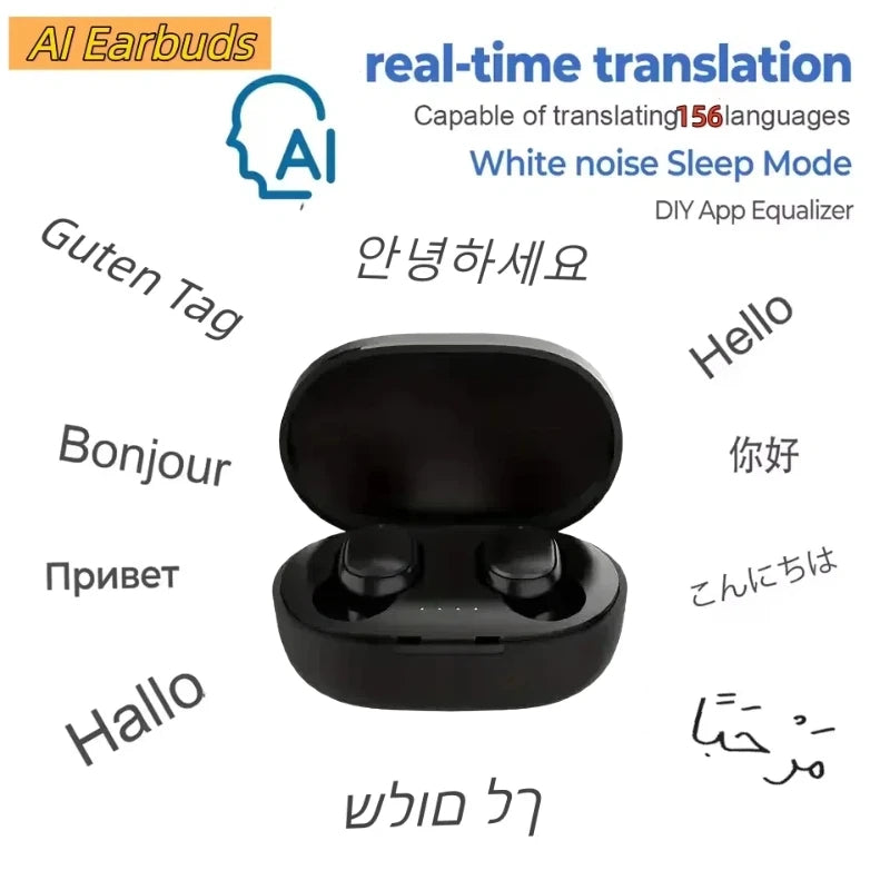 Bluetooth Earphones TWS Headsets DIY APP AI Translator Earbuds Wireless Headphones 10 Hours long life Displa New 156 Language