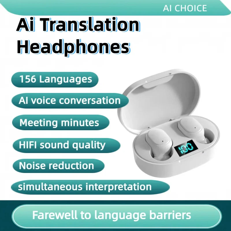 TWS Bluetooth AI Translation Earbuds Real Time Headphones Bluetooth 5.4 156 Languages for Travel Business Learning For iphone