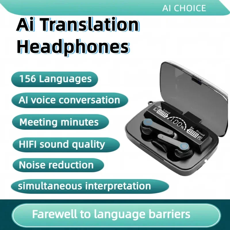 TWS Bluetooth AI Translation Earbuds Real Time Headphones Bluetooth 5.4 156 Languages for Travel Business Learning For iphone
