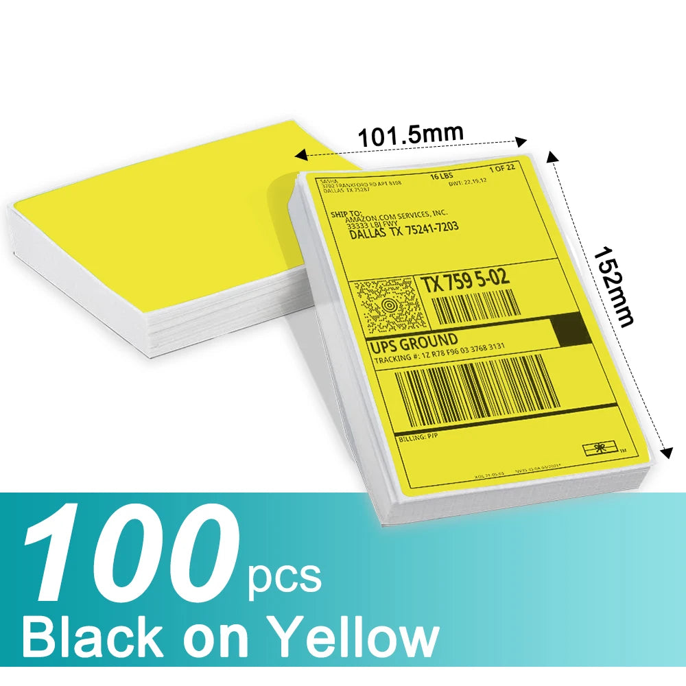 Phomemo Fanfold 4" X 6" Direct Thermal Labels White Perforated Shipping Labels Compatible with Zebra PM241 246S D520 Printers