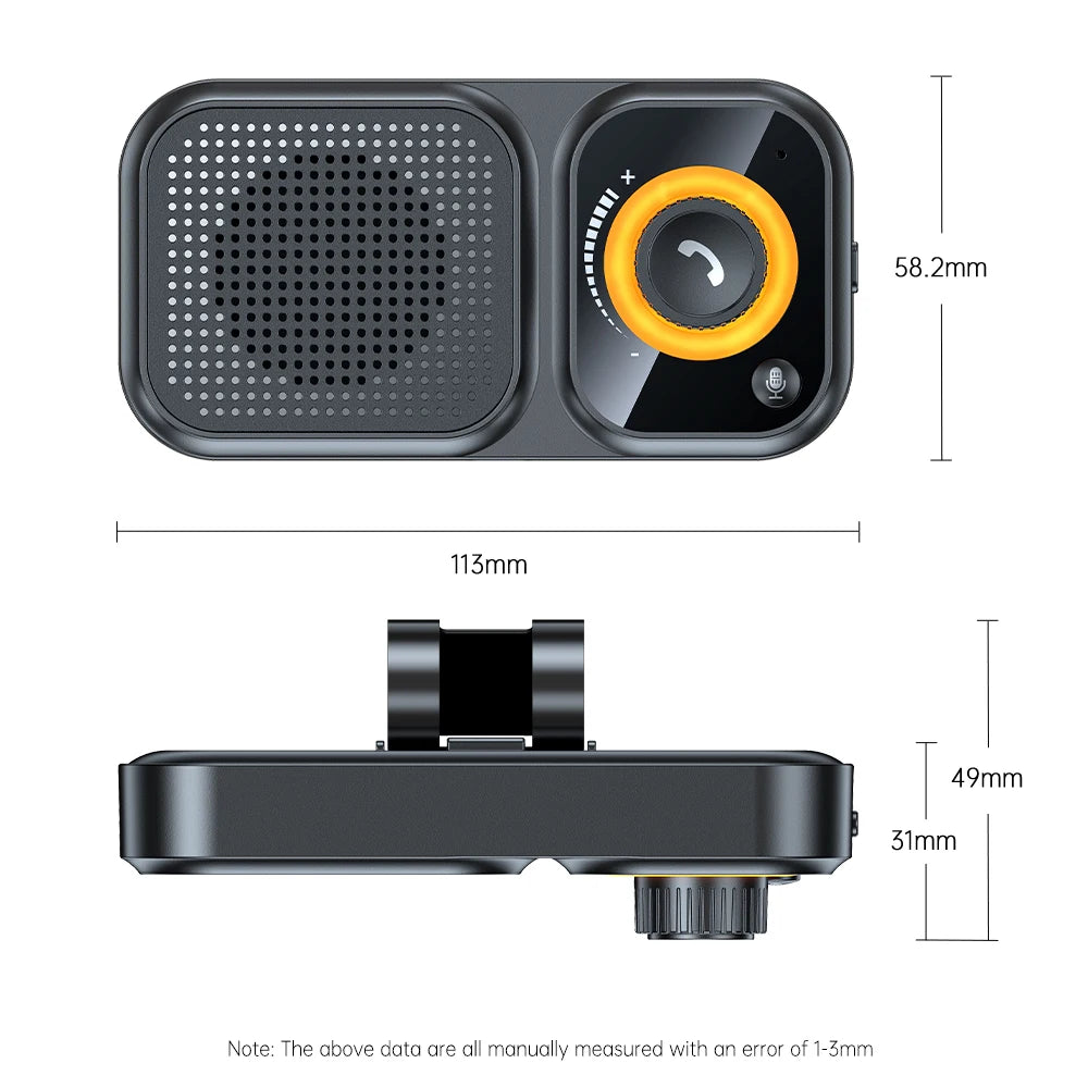 Bluetooth 5.4 Speaker Handsfree Car Kit Sun Visor Clip Wireless Audio Receiver Speakerphone Wireless Stereo MP3 Music Player