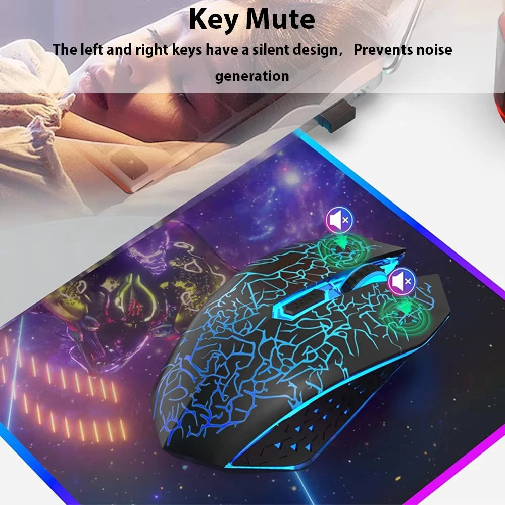 2.4G Bluetooth Wireless Mouse Rechargeable 7 Colors RGB LED Backlit Gaming Mouse Ergonomic Mice for Gamer Computer Laptop iPad