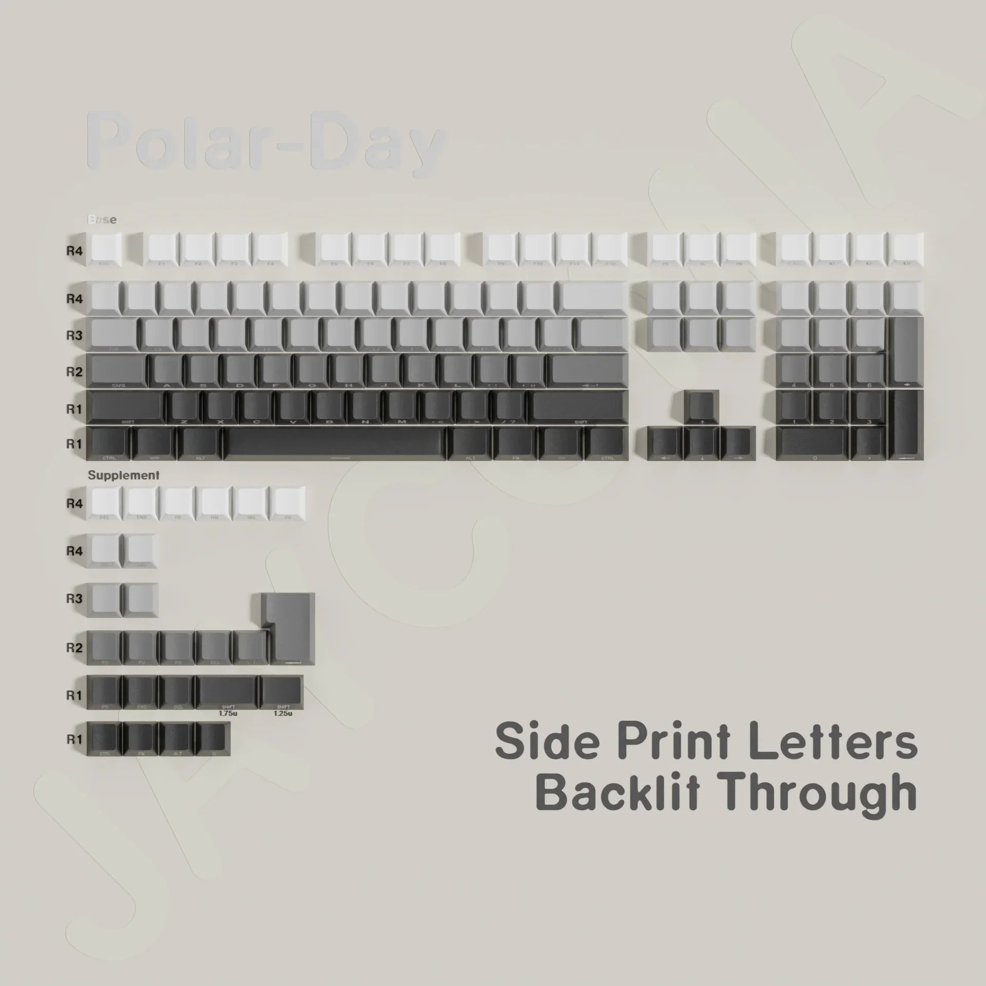 Original Daylight Cherry Keycaps PBT Translucent Gradient Color Side Engraving Personalized for MX Mechanical Keyboards