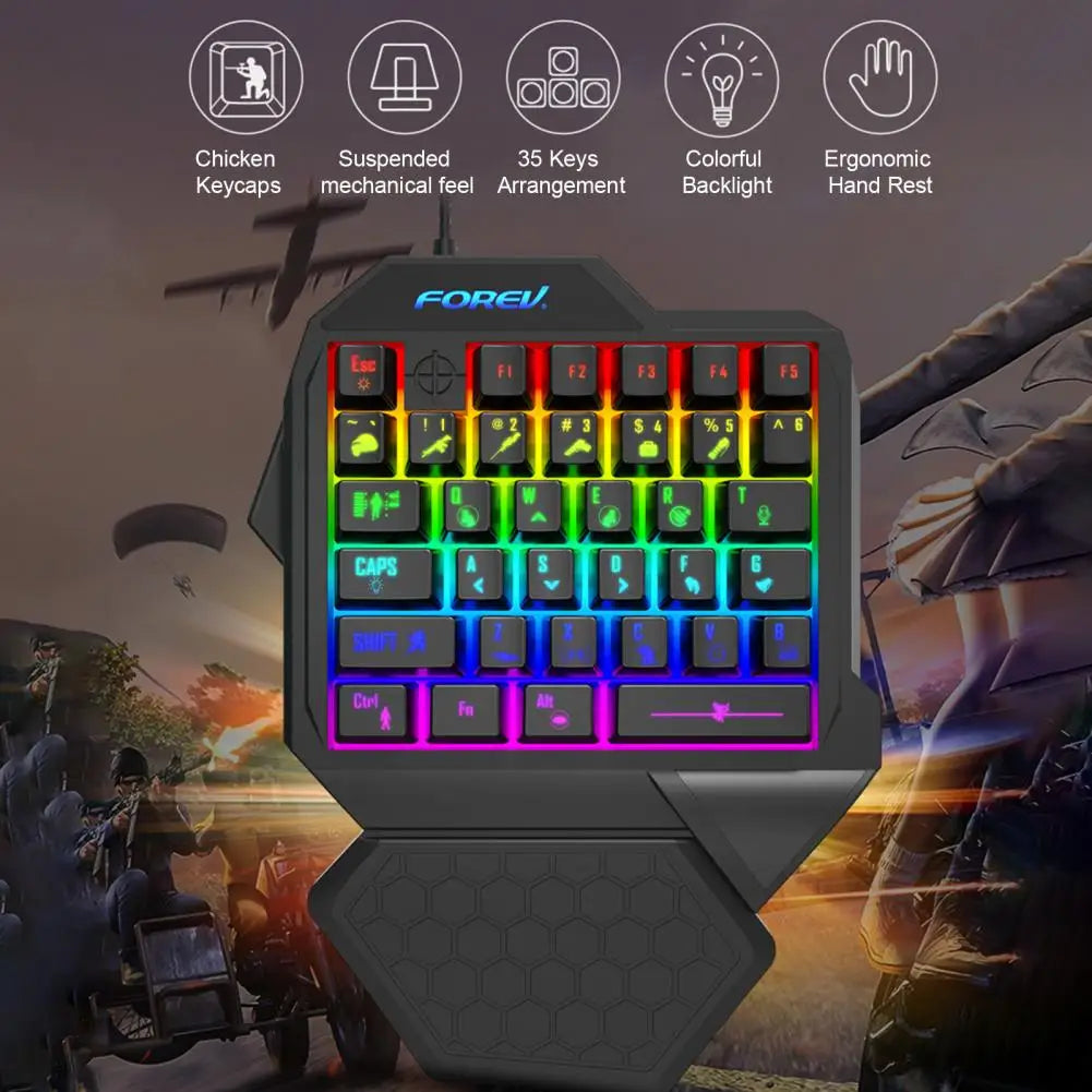 35-Key RGB Wired Mini One-handed Mechanical Gaming Keyboard Switch 35Key Gamer Tapping Game Controller for Computer PC Laptop