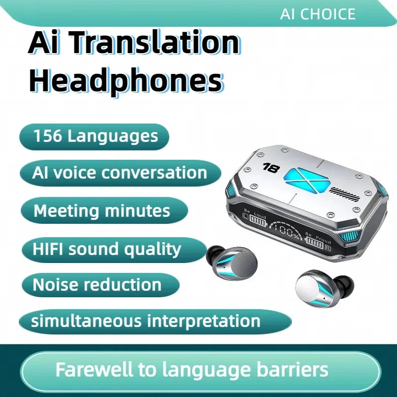 TWS Bluetooth AI Translation Earbuds Real Time Headphones Bluetooth 5.4 156 Languages for Travel Business Learning For iphone