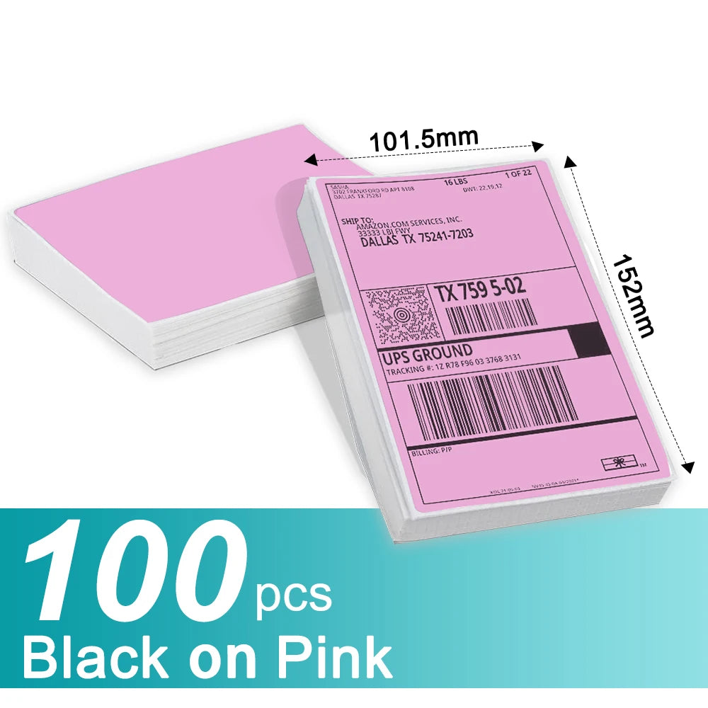 Phomemo Fanfold 4" X 6" Direct Thermal Labels White Perforated Shipping Labels Compatible with Zebra PM241 246S D520 Printers