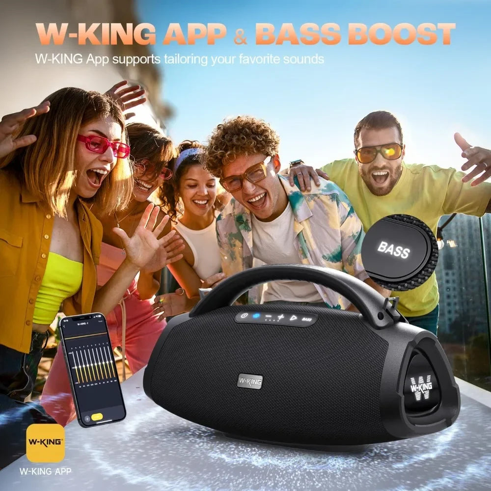 Customizable-W-KING 330W Peak Loudest Boom Box, IPX7 Waterproof Party Bluetooth Speaker With 7.5" Subwoofer, Massive Bass, Hi-Fi