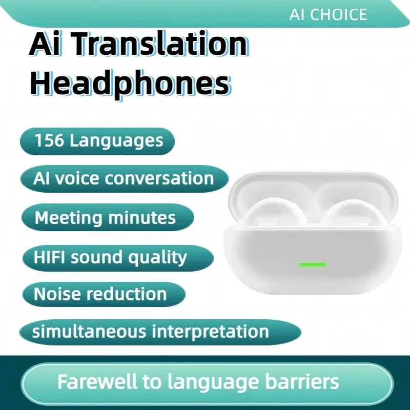 TWS Bluetooth AI Translation Earbuds Real Time Headphones Bluetooth 5.4 156 Languages for Travel Business Learning For iphone