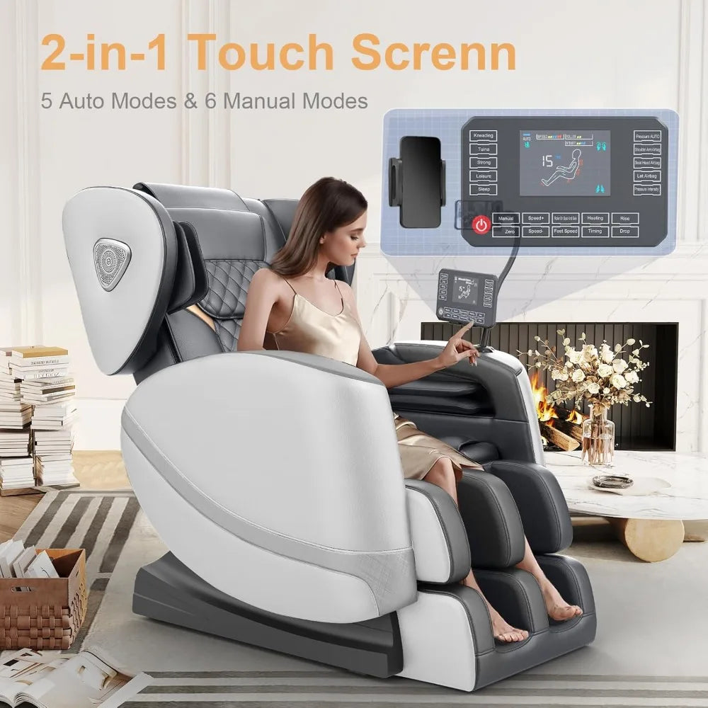 Massage Chair Full Body, Zero Gravity Massage Chair with 10 Fix Rollers, Heating, Foot Massage, Auto Modes, Bluetooth Speak