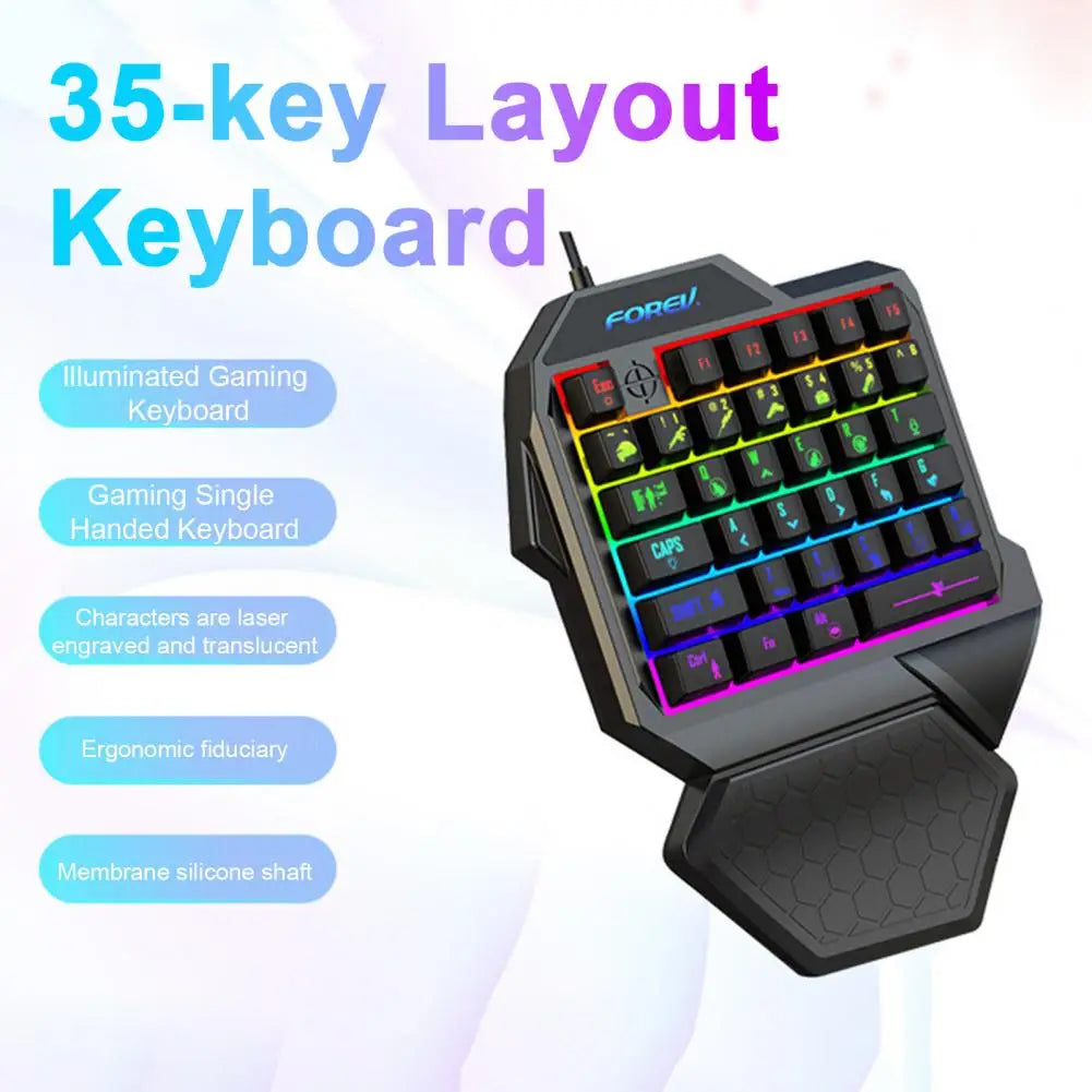 35-Key RGB Wired Mini One-handed Mechanical Gaming Keyboard Switch 35Key Gamer Tapping Game Controller for Computer PC Laptop