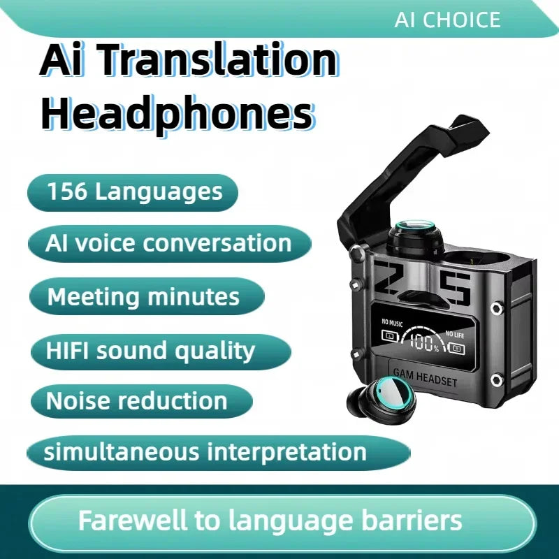 TWS Bluetooth AI Translation Earbuds Real Time Headphones Bluetooth 5.4 156 Languages for Travel Business Learning For iphone