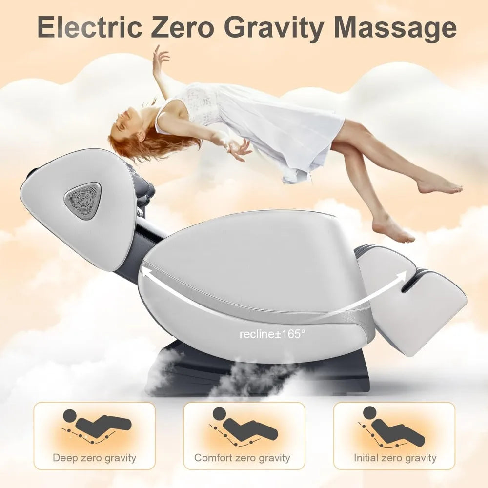 Massage Chair Full Body, Zero Gravity Massage Chair with 10 Fix Rollers, Heating, Foot Massage, Auto Modes, Bluetooth Speak