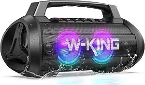 Customizable-W-KING Portable Speakers Bluetooth Wireless, 120W Max Loudest Bluetooth Speaker, IPX6 Waterproof Outdoor Speaker Wi