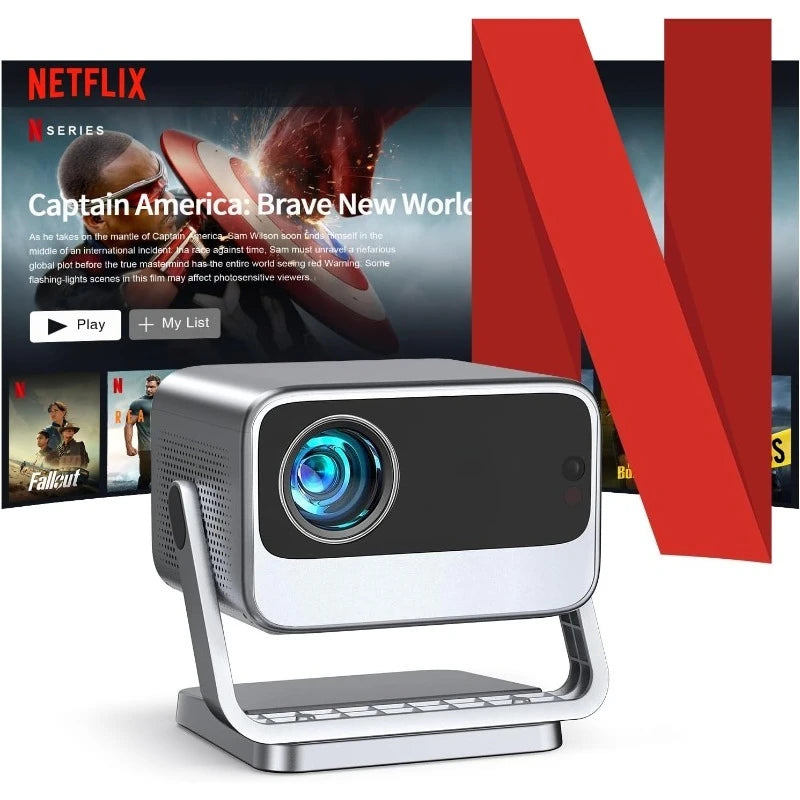 [Auto Focus] 4K Projector with WiFi and Bluetooth, 3D Stereo Sound & Auto Keystone Video Projector, MAX 300''Display (Grey)