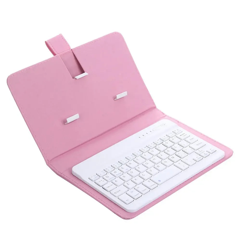 Portable PU Leather Case Protective Cover with Bluetooth Wireless Keyboard for iPhone Huawei Xiaomi Samsung Mobile Phone
