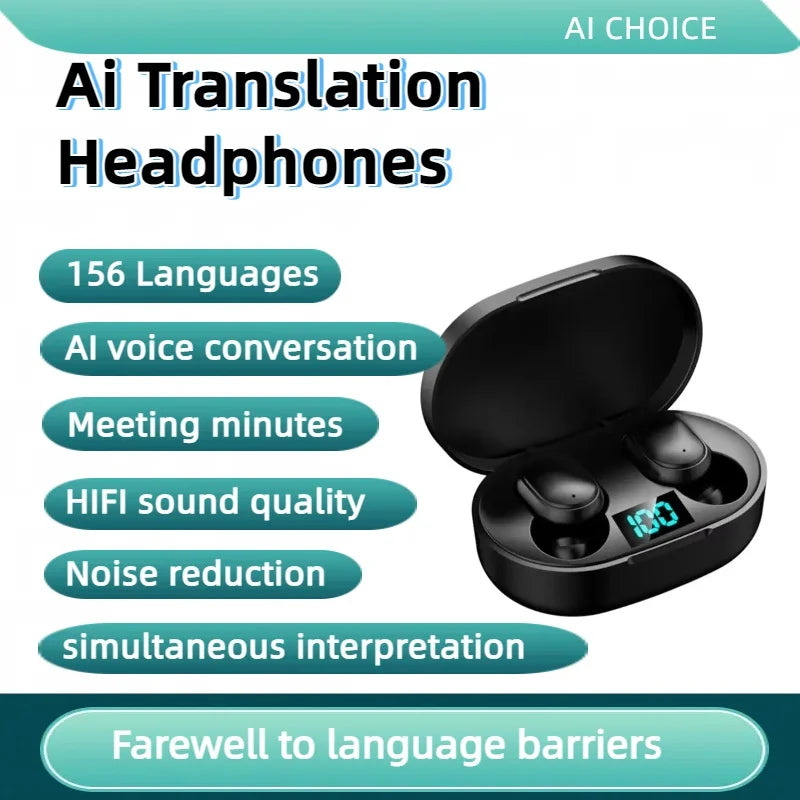 TWS Bluetooth AI Translation Earbuds Real Time Headphones Bluetooth 5.4 156 Languages for Travel Business Learning For iphone