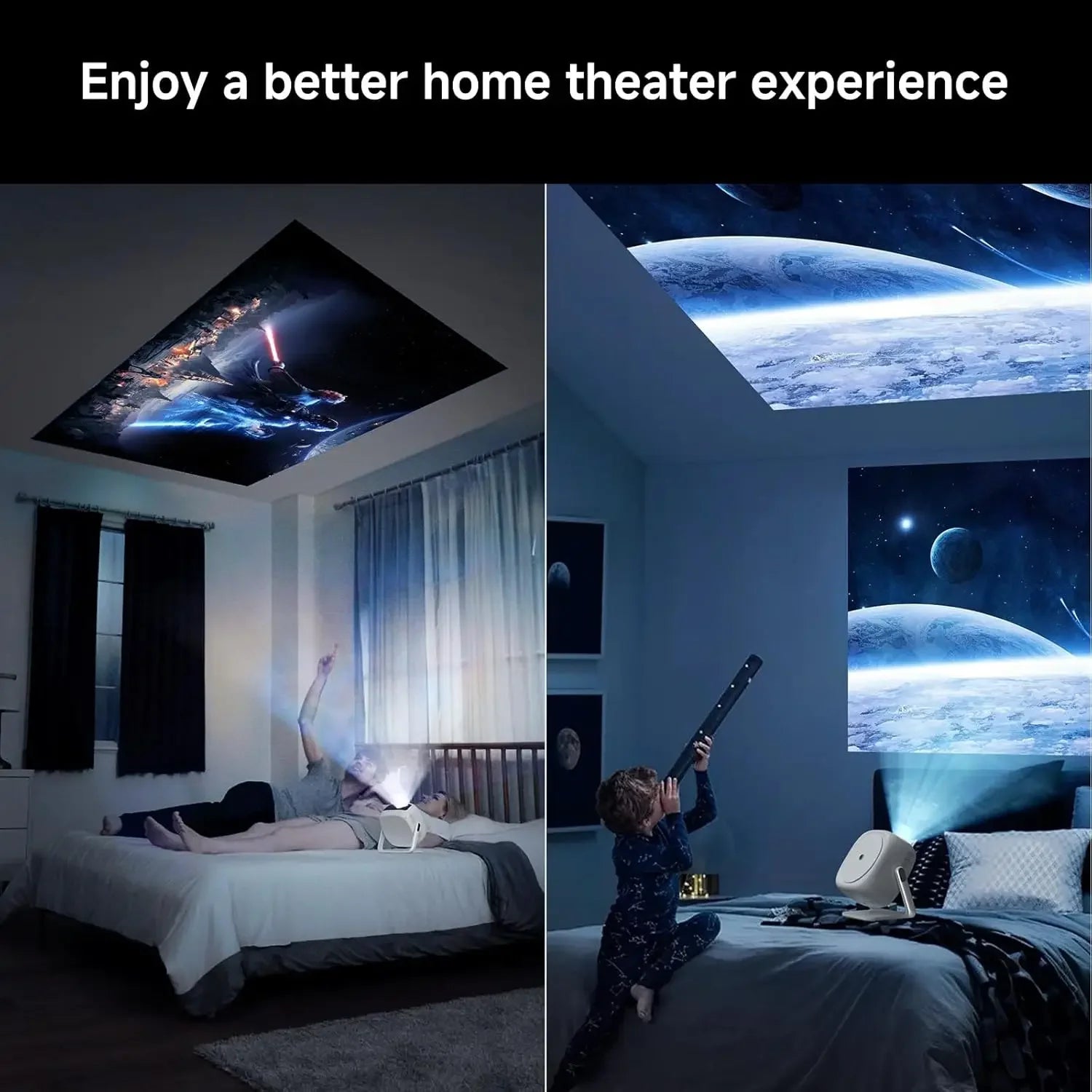 Stand] Mini Projector with WiFi and Bluetooth: Electric Focus & Auto Keystone 1080p Supported