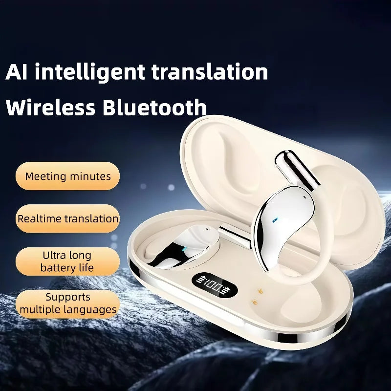 Q39 AI Real-Time Translation Headphones 140 Languages Instant Voice Translator Earbuds Ear Hook Noise Cancelling Headphone