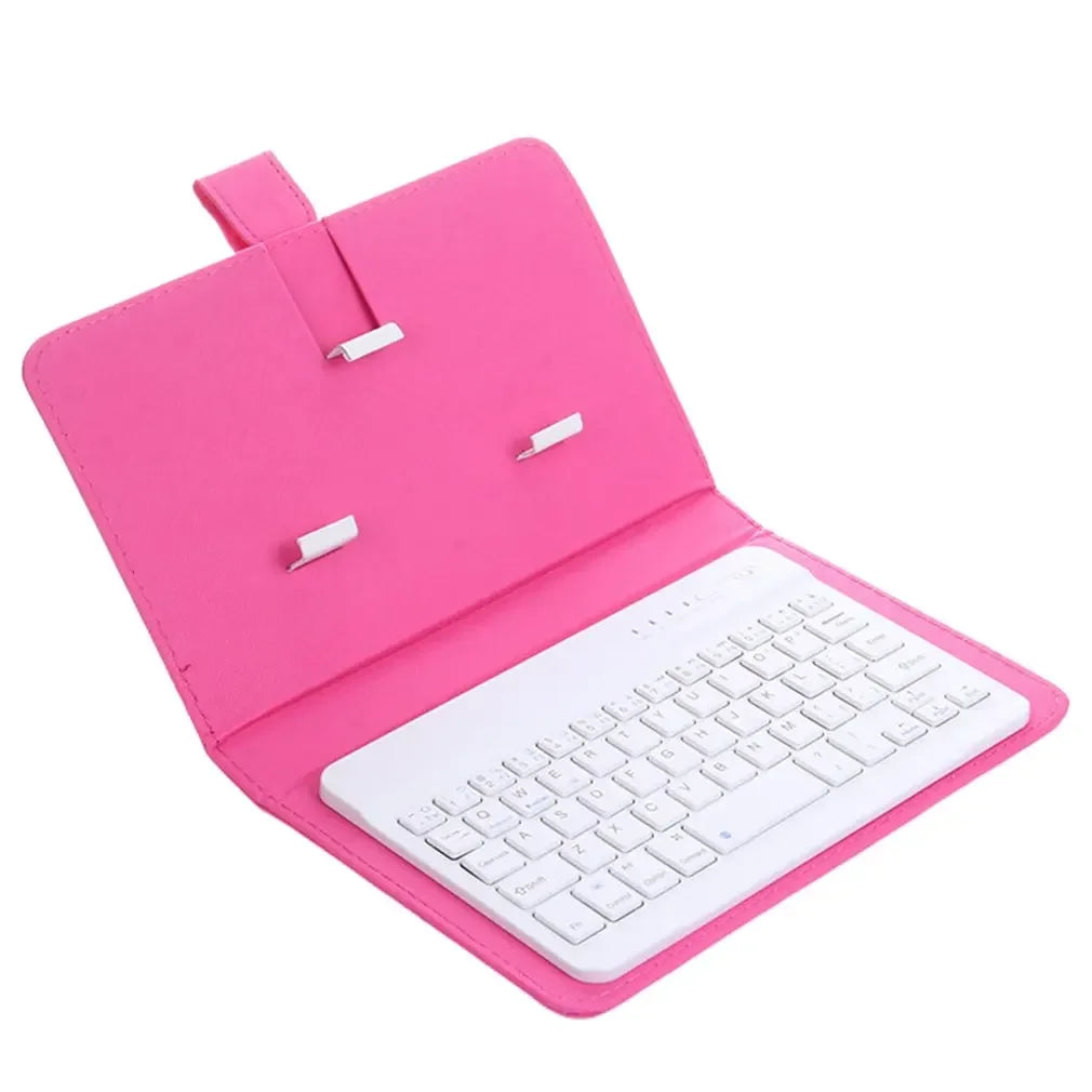 Portable PU Leather Case Protective Cover with Bluetooth Wireless Keyboard for iPhone Huawei Xiaomi Samsung Mobile Phone