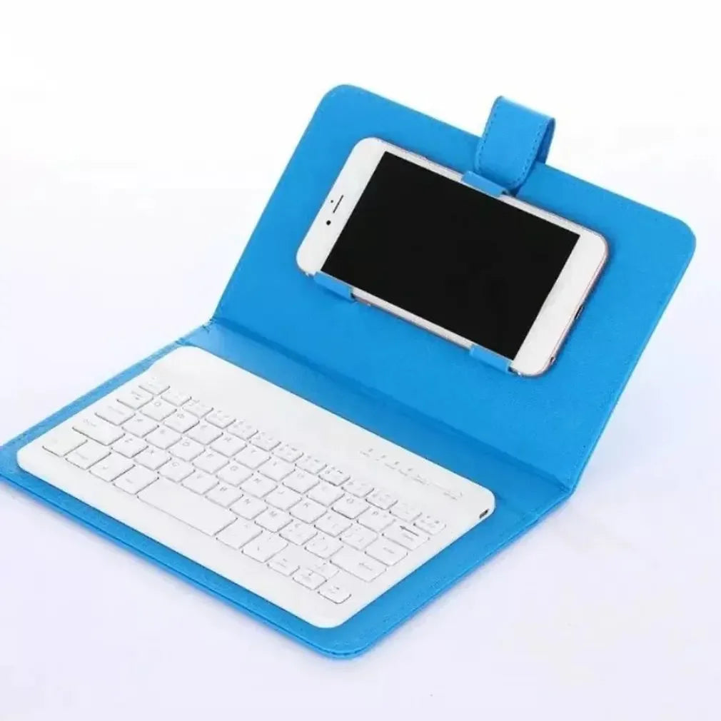 Portable PU Leather Case Protective Cover with Bluetooth Wireless Keyboard for iPhone Huawei Xiaomi Samsung Mobile Phone