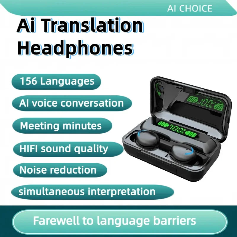 TWS Bluetooth AI Translation Earbuds Real Time Headphones Bluetooth 5.4 156 Languages for Travel Business Learning For iphone