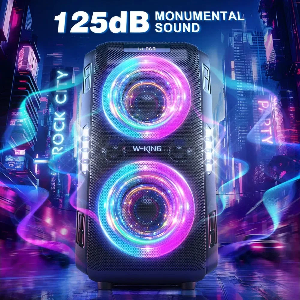 Customizable W-KING 270W PEAK Party Large Bluetooth Speaker Loudest Boom Box/12 Custom Bass/Massive 125dB 6.5''x2 Subwoofer Deep