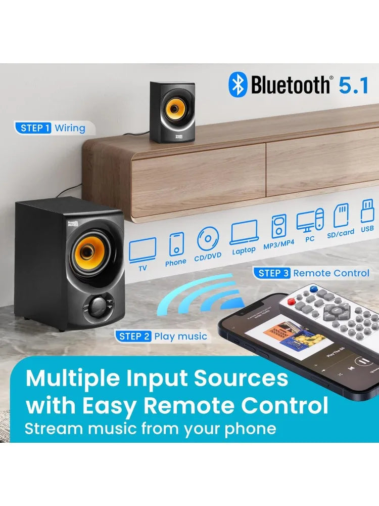 Audio AA5170 Home Theater 5.1 Bluetooth Speaker System 700W with Powered Sub