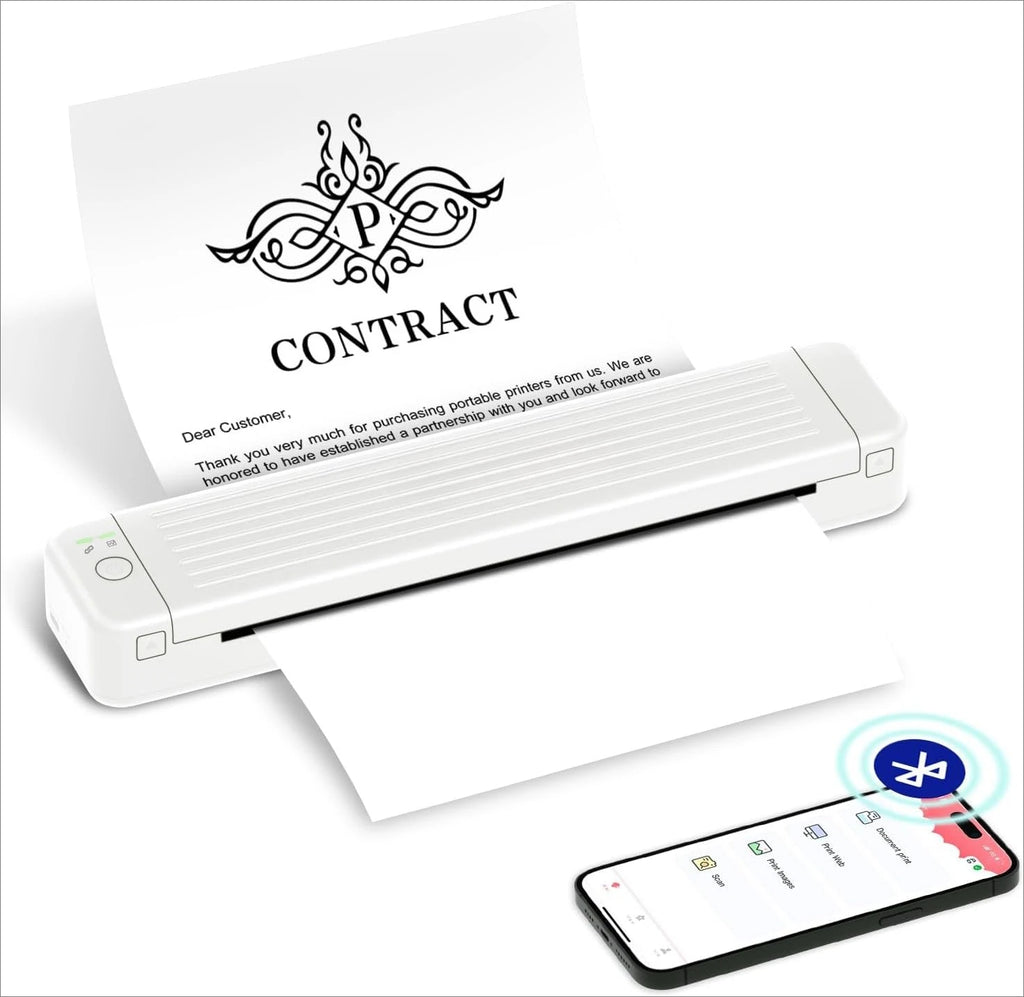 P831 Printer - [Upgrade] 300 DPI Bluetooth Travel Printer Support 8.5x11 US Letter & A4 Regular Copy Paper, Mobile Printer
