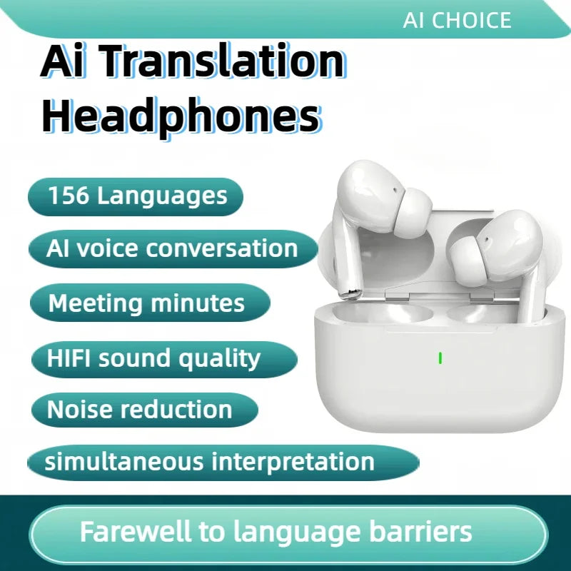 TWS Bluetooth AI Translation Earbuds Real Time Headphones Bluetooth 5.4 156 Languages for Travel Business Learning For iphone