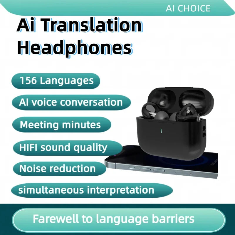 TWS Bluetooth AI Translation Earbuds Real Time Headphones Bluetooth 5.4 156 Languages for Travel Business Learning For iphone