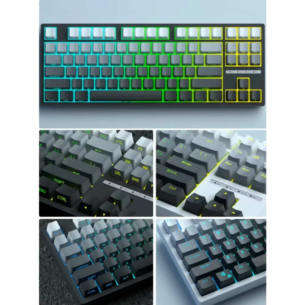 Original Daylight Cherry Keycaps PBT Translucent Gradient Color Side Engraving Personalized for MX Mechanical Keyboards
