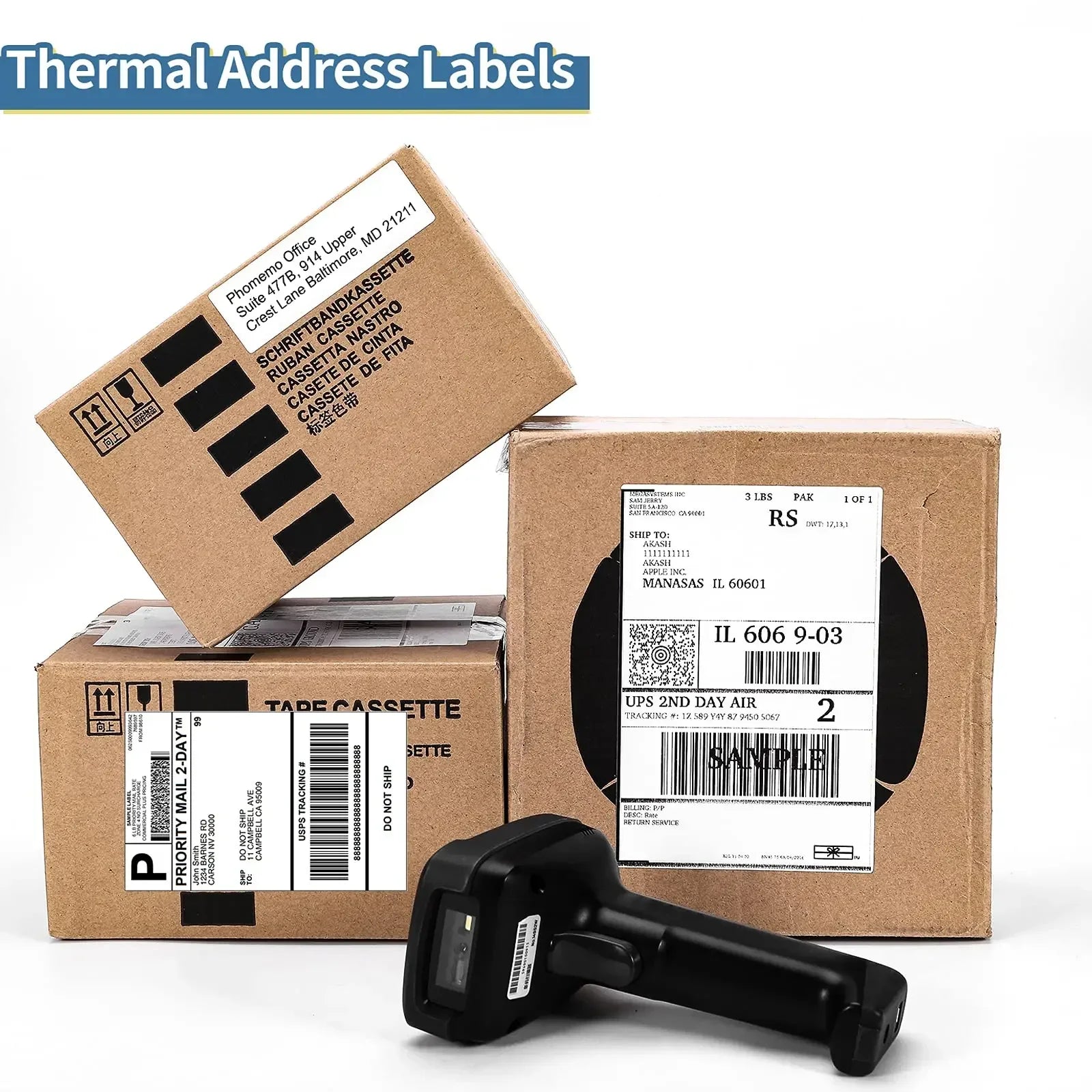 Phomemo Fanfold 4" X 6" Direct Thermal Labels White Perforated Shipping Labels Compatible with Zebra PM241 246S D520 Printers
