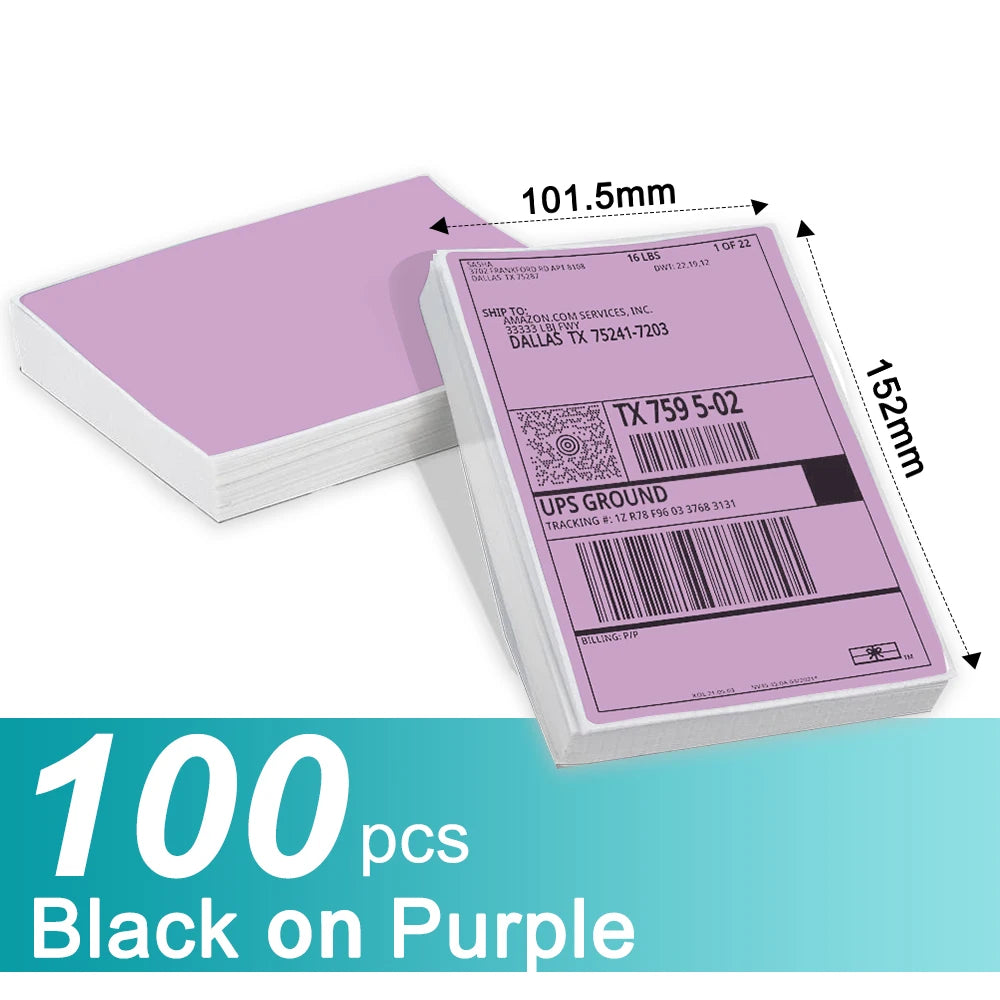 Phomemo Fanfold 4" X 6" Direct Thermal Labels White Perforated Shipping Labels Compatible with Zebra PM241 246S D520 Printers