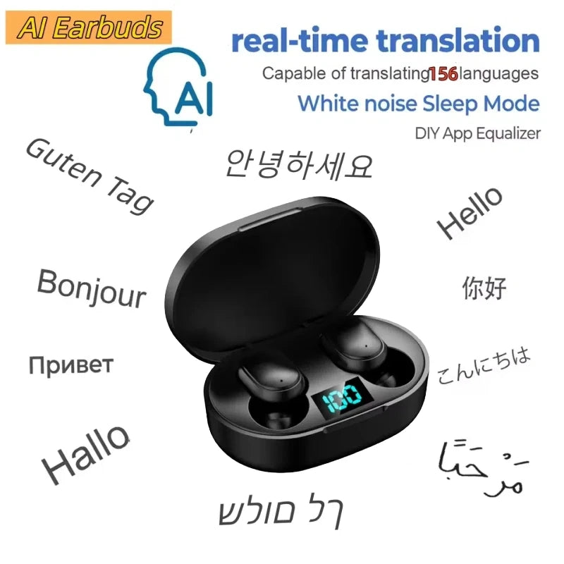Bluetooth Earphones TWS Headsets DIY APP AI Translator Earbuds Wireless Headphones 10 Hours long life Displa New 156 Language