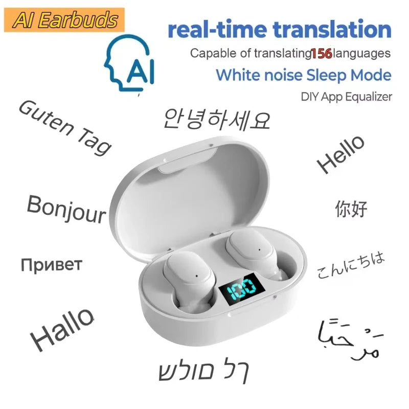 Bluetooth Earphones TWS Headsets DIY APP AI Translator Earbuds Wireless Headphones 10 Hours long life Displa New 156 Language