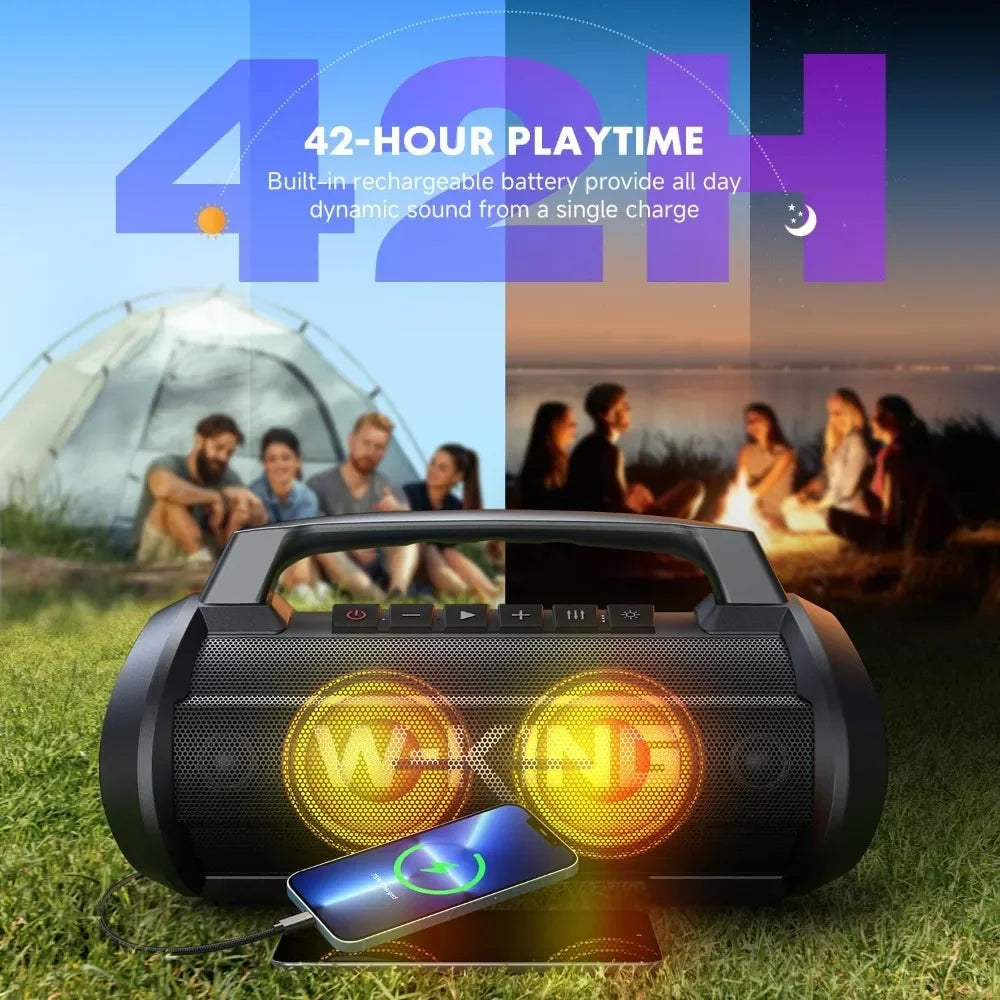 Customizable-W-KING Portable Speakers Bluetooth Wireless, 120W Max Loudest Bluetooth Speaker, IPX6 Waterproof Outdoor Speaker Wi