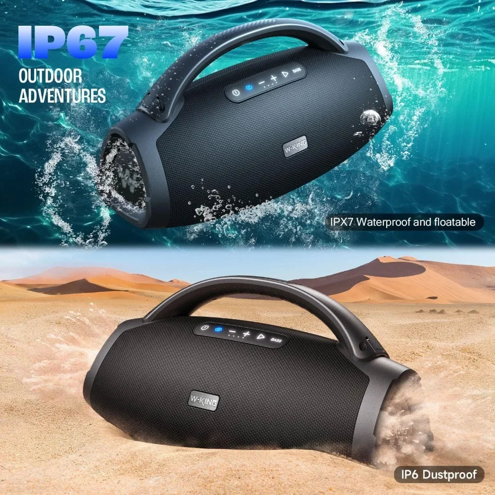 Customizable-W-KING 330W Peak Loudest Boom Box, IPX7 Waterproof Party Bluetooth Speaker With 7.5" Subwoofer, Massive Bass, Hi-Fi