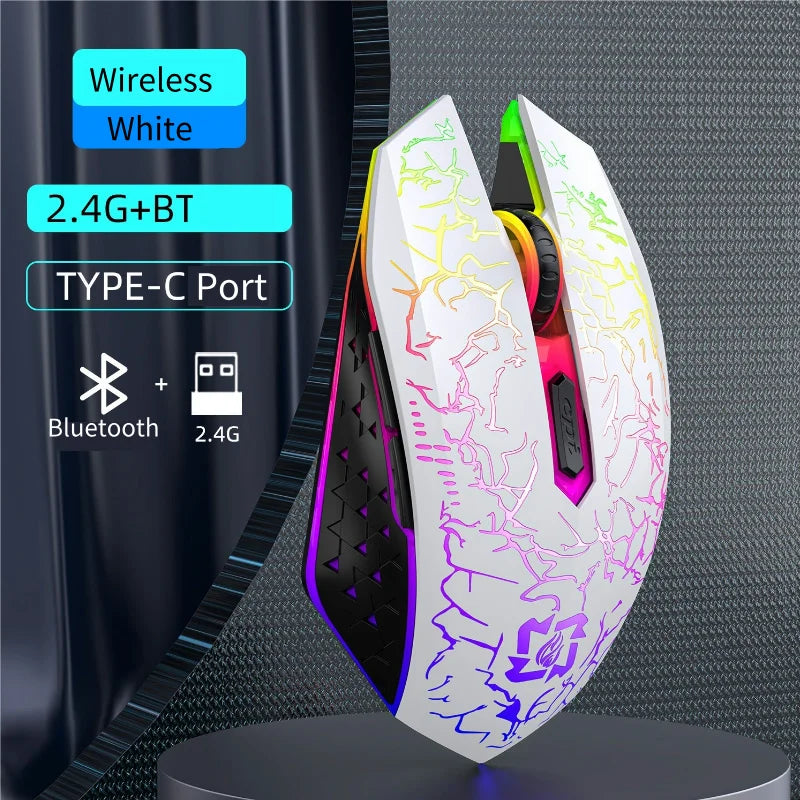 2.4G Bluetooth Wireless Mouse Rechargeable 7 Colors RGB LED Backlit Gaming Mouse Ergonomic Mice for Gamer Computer Laptop iPad
