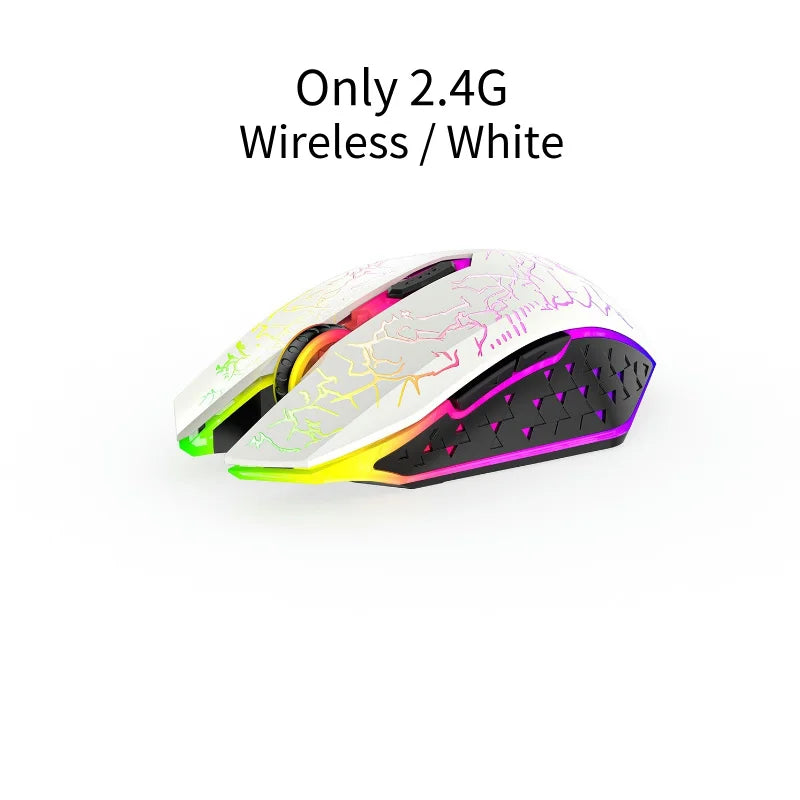 2.4G Bluetooth Wireless Mouse Rechargeable 7 Colors RGB LED Backlit Gaming Mouse Ergonomic Mice for Gamer Computer Laptop iPad