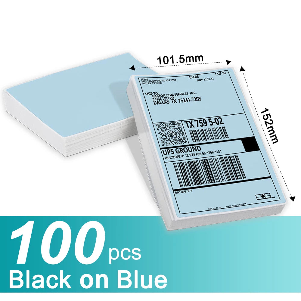 Phomemo Fanfold 4" X 6" Direct Thermal Labels White Perforated Shipping Labels Compatible with Zebra PM241 246S D520 Printers