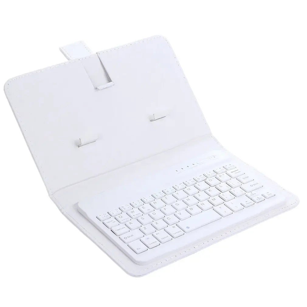 Portable PU Leather Case Protective Cover with Bluetooth Wireless Keyboard for iPhone Huawei Xiaomi Samsung Mobile Phone