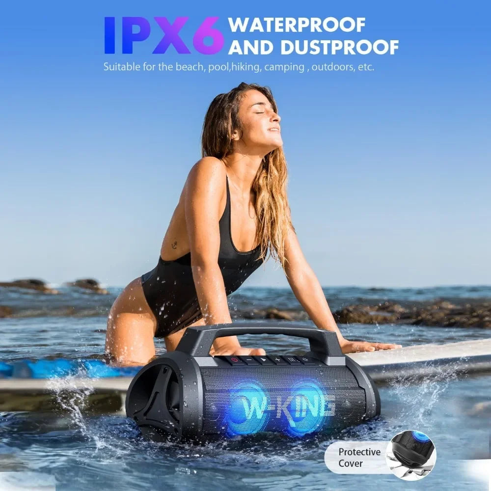 Customizable-W-KING Portable Speakers Bluetooth Wireless, 120W Max Loudest Bluetooth Speaker, IPX6 Waterproof Outdoor Speaker Wi
